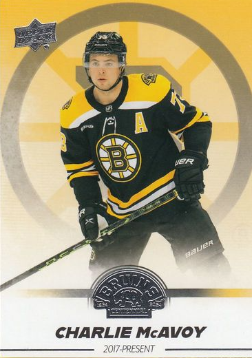 řadová karta CHARLIE McAVOY 23-24 UD Boston Bruins Centennial číslo 3